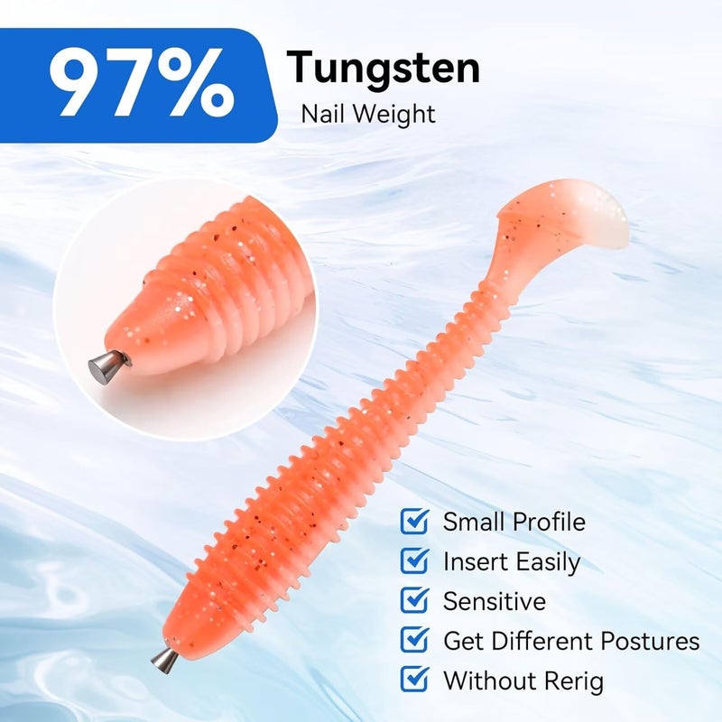 Fishfun 12/20pcs Tungsten Nail Weights for Neko Wacky Rig Fishing, Insert Pencil Worm Sinkers for Bass Fishing - Image 2